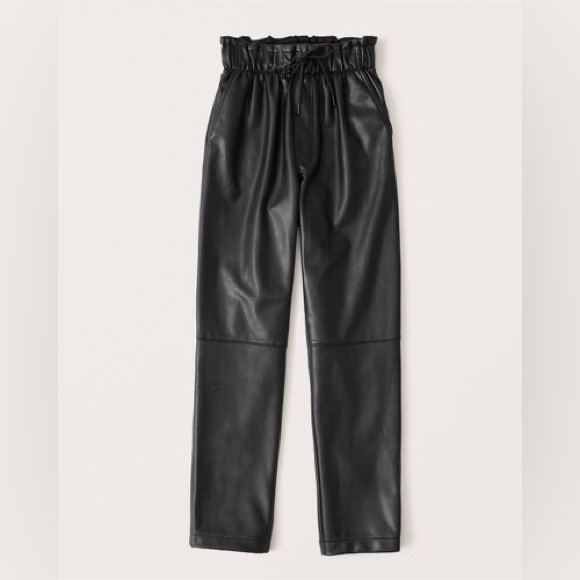 Abercrombie Vegan Faux Leather Pull On Taper Pants - Picture 1 of 8